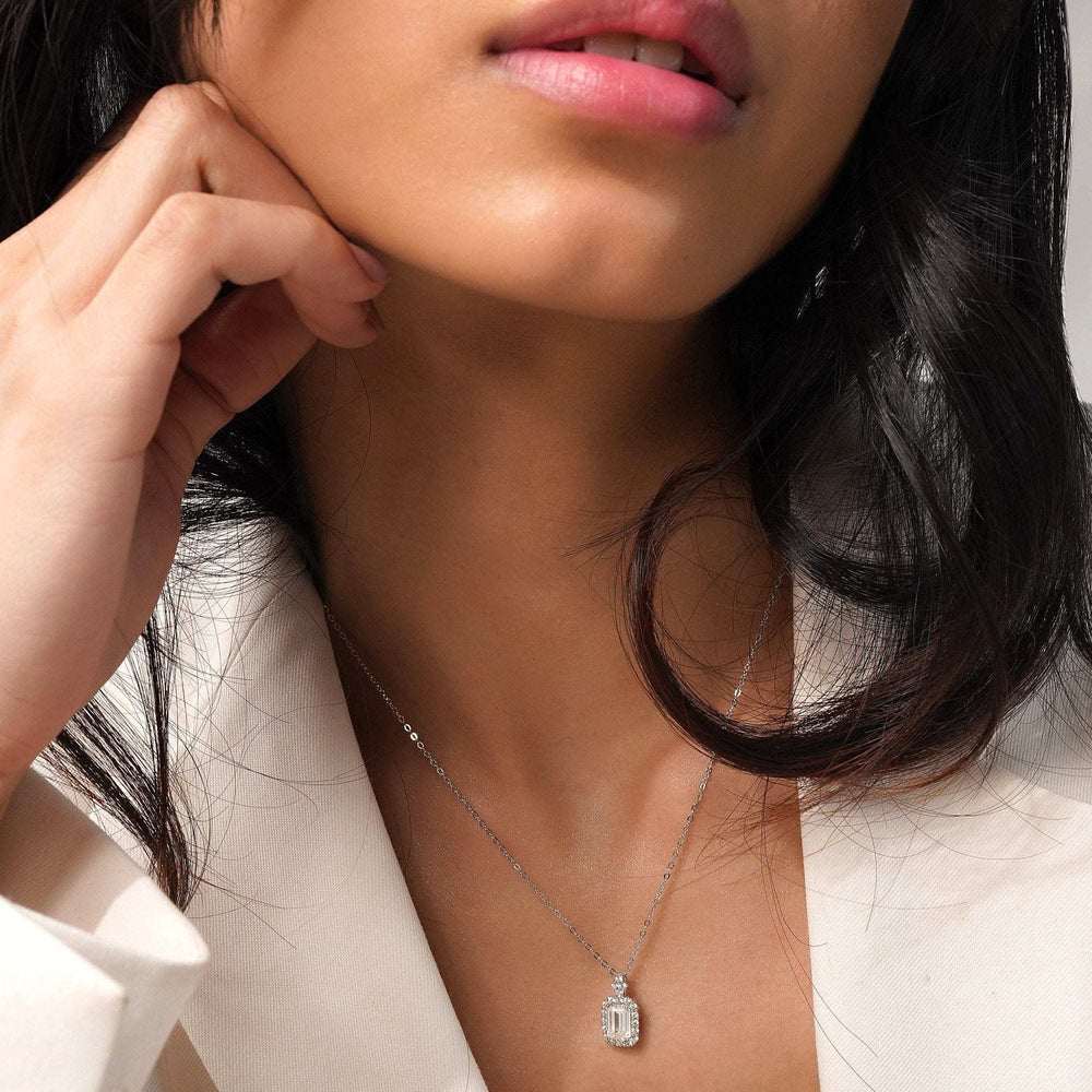 Teesta Necklace Elegantly Crafted Square Cut Solitaire Lab Grown Moissanite Diamond 2 Carat
