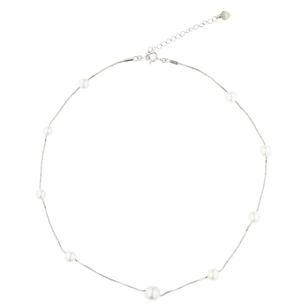 Teesta Necklace One layer Pearly Necklace: 925 Sterling Silver
