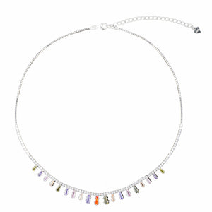 Teesta Necklace Queen Style Zirconia Stone Necklace: 925 Sterling Silver