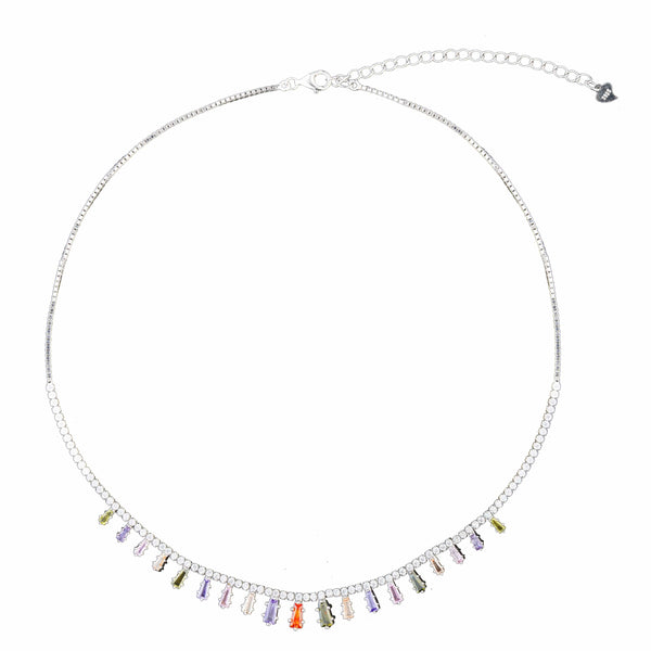 Teesta Necklace Queen Style Zirconia Stone Necklace: 925 Sterling Silver