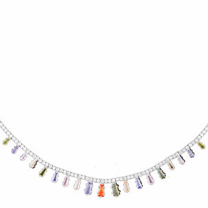 Teesta Necklace Queen Style Zirconia Stone Necklace: 925 Sterling Silver