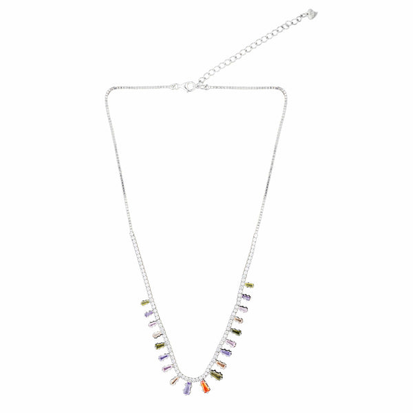 Teesta Necklace Queen Style Zirconia Stone Necklace: 925 Sterling Silver