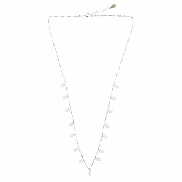 Teesta Necklace Swarovski Crystal Drill Stone Necklace: 925 Sterling Silver