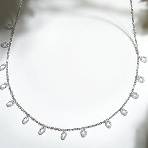 Teesta Necklace Swarovski Crystal Drill Stone Necklace: 925 Sterling Silver