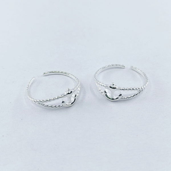 Teesta Sea Defined Silver Adjustable Toe Ring: 925 Sterling Silver