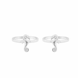 Teesta Sea Horse Defined Silver Toe Ring: 925 Sterling Silver