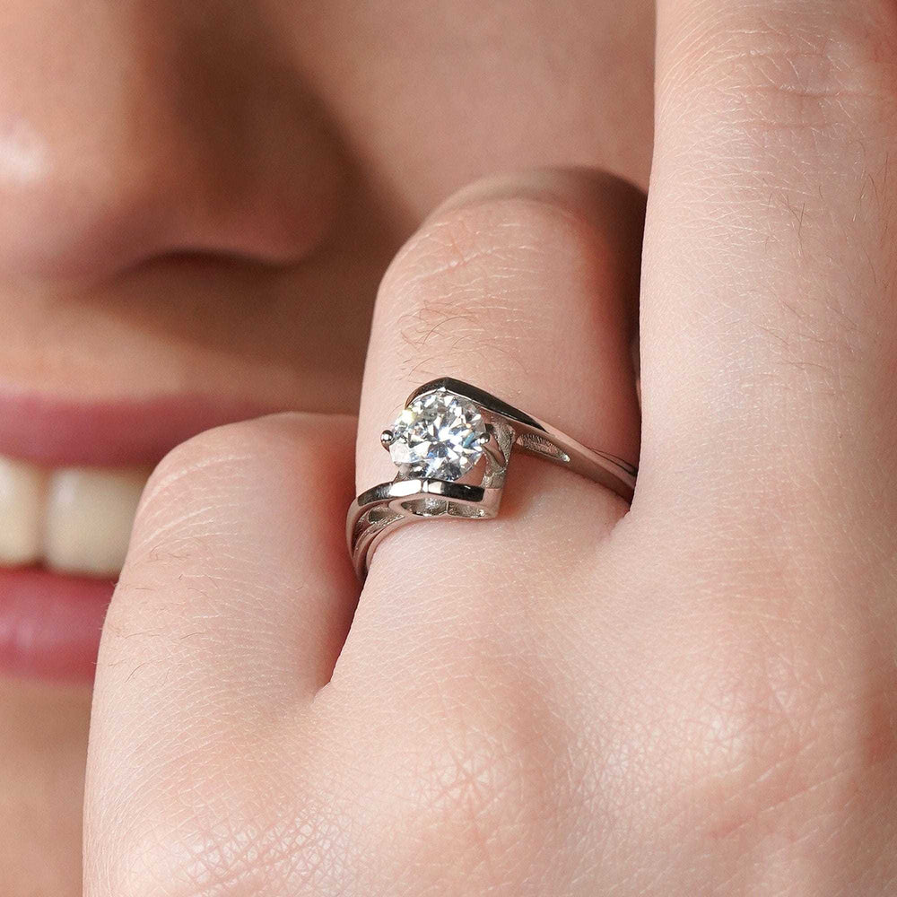 Teesta Stone Rings Ever After Sparkle Adjustable Moissanite Diamond Solitaire Ring 1.00 Carat