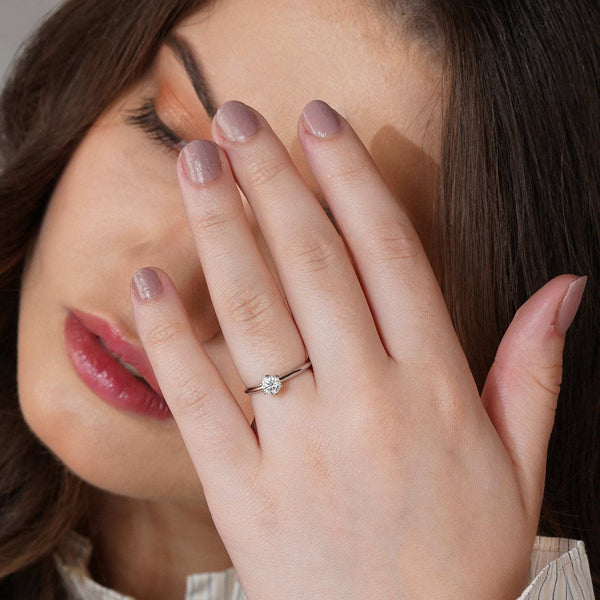 Teesta Stone Rings Moonlit Promise Adjustable Moissanite Diamond Solitaire Ring 0.50 Carat