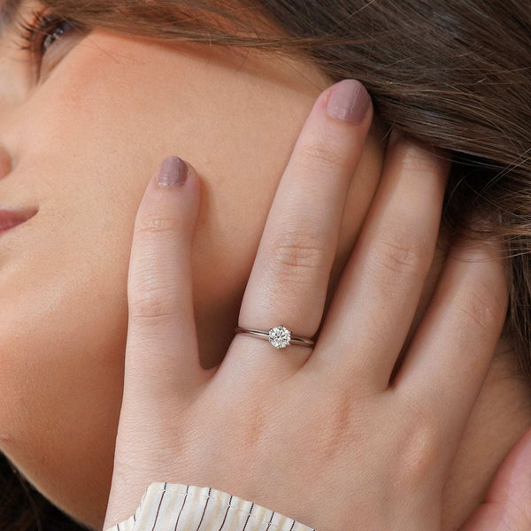 Teesta Stone Rings Moonlit Promise Adjustable Moissanite Diamond Solitaire Ring 0.50 Carat