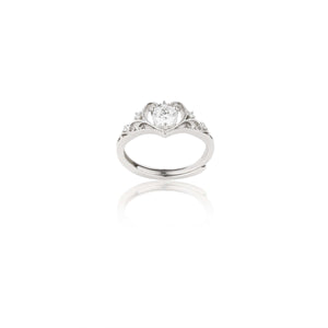 Teesta Stone Rings Royal Crown Adjustable Lab Grown Moissanite Solitaire Diamond Ring 0.50 Carat