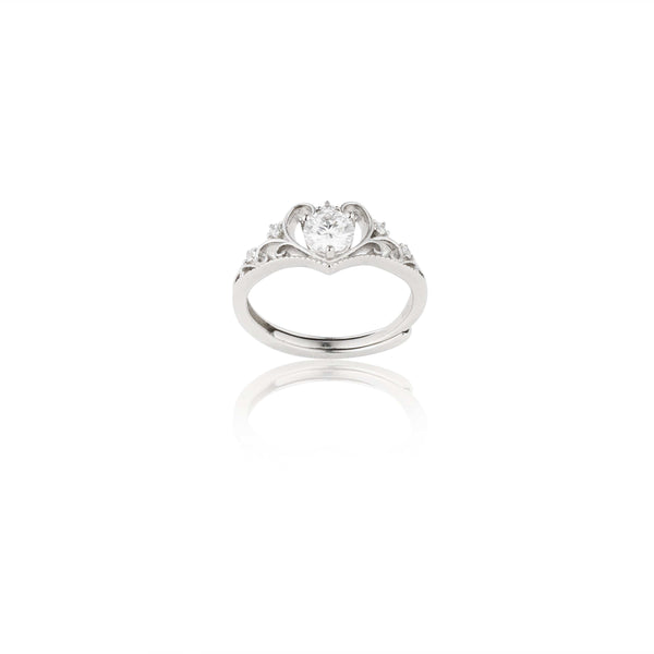 Teesta Stone Rings Royal Crown Adjustable Lab Grown Moissanite Solitaire Diamond Ring 0.50 Carat