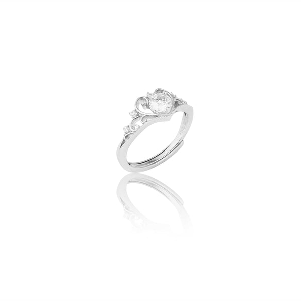 Teesta Stone Rings Royal Crown Adjustable Lab Grown Moissanite Solitaire Diamond Ring 0.50 Carat