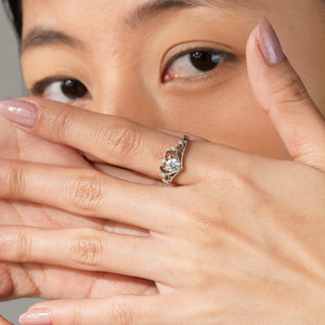 Teesta Stone Rings Royal Crown Adjustable Lab Grown Moissanite Solitaire Diamond Ring 0.50 Carat