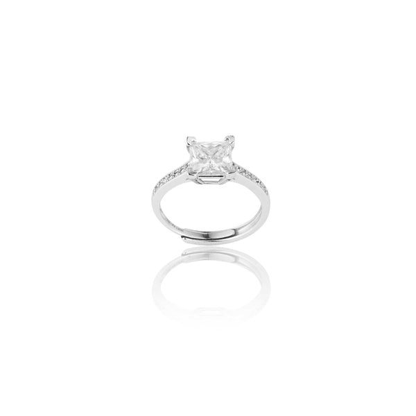 Teesta Stone Rings Uniquely Crafted Square Adjustable Lab Grown Moissanite Diamond Ring 2 Carat