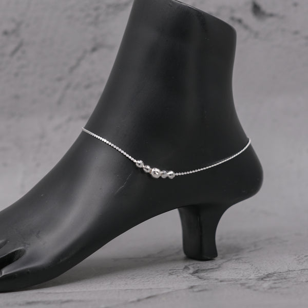 Teesta Teesta 925 Silver Classic Bead Anklet