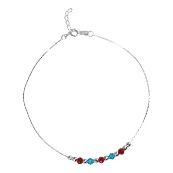 Teesta Teesta 925 Silver Crystal Bead Anklet