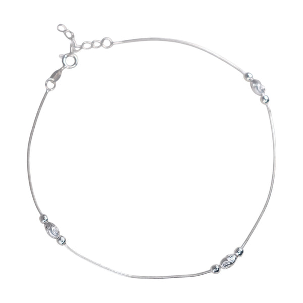 Teesta Teesta 925 Silver Designer Bead Anklet