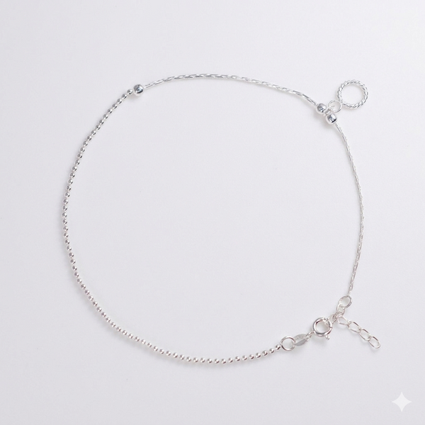 Teesta Teesta 925 Silver Dual Chain Anklet