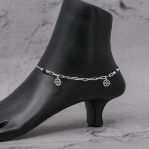 Teesta Teesta 925 Silver Floral Charm Anklet