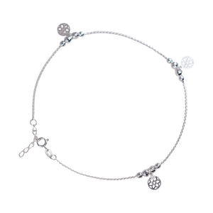Teesta Teesta 925 Silver Floral Charm Bead Anklet