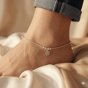Teesta Teesta 925 Silver Floral Charm Bead Anklet