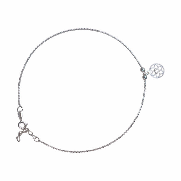 Teesta Teesta 925 Silver Floral Disc Anklet