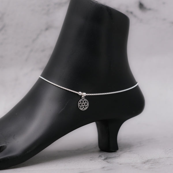 Teesta Teesta 925 Silver Floral Disc Anklet
