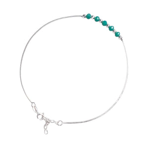 Teesta Teesta 925 Silver Green Bead Anklet