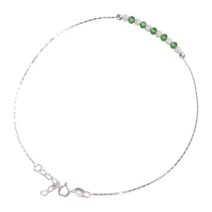 Teesta Teesta 925 Silver Green Crystal Anklet