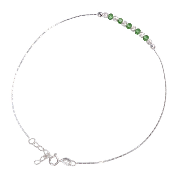 Teesta Teesta 925 Silver Green Crystal Anklet
