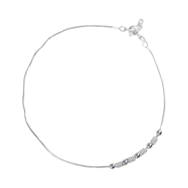 Teesta Teesta 925 Silver Minimal Bead Anklet