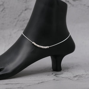 Teesta Teesta 925 Silver Minimal Bead Anklet