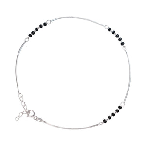 Teesta Teesta 925 Silver Minimal Black Bead Anklet
