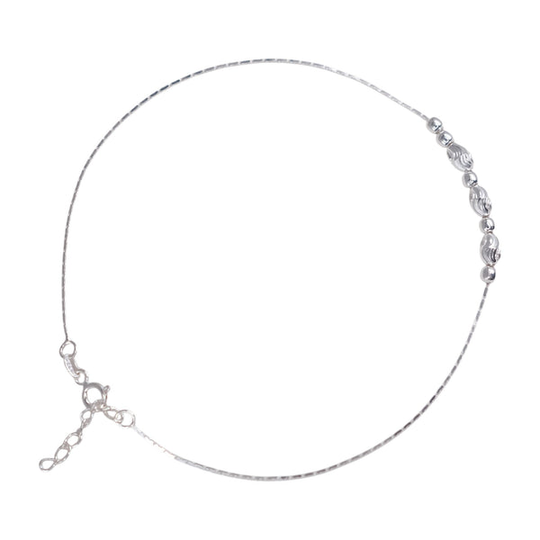Teesta Teesta 925 Silver Textured Bead Anklet