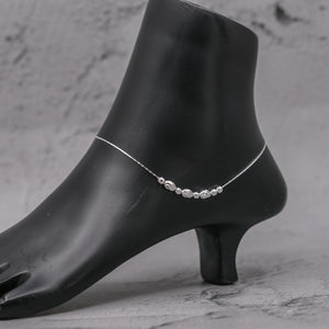 Teesta Teesta 925 Silver Textured Bead Anklet