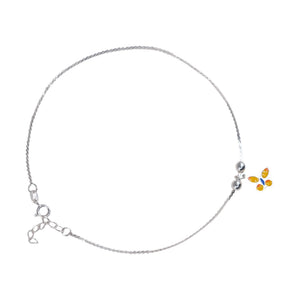 Teesta Teesta 925 Silver Yellow Floral Charm Anklet