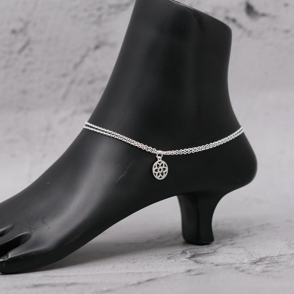 Teesta Teesta Floral Charm Silver Anklet