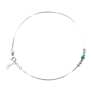 Teesta Teesta Silver Emerald Bead Anklet