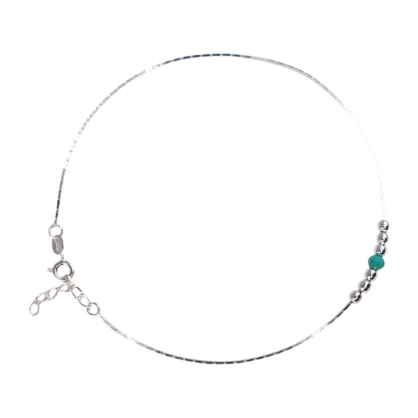 Teesta Teesta Silver Emerald Bead Anklet