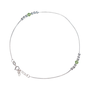 Teesta Teesta Silver Green Crystal Anklet