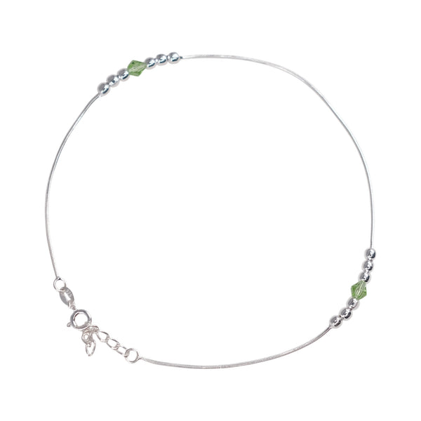 Teesta Teesta Silver Green Crystal Anklet