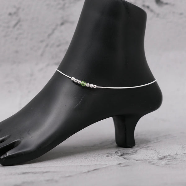 Teesta Teesta Silver Green Crystal Anklet